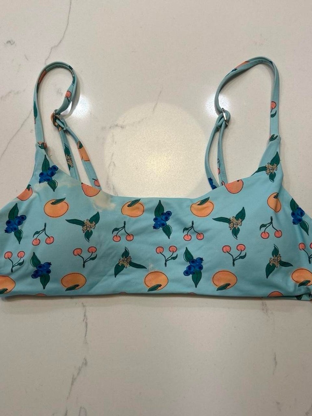 Grey Bandit Light Blue Fruit Print Bikini Top